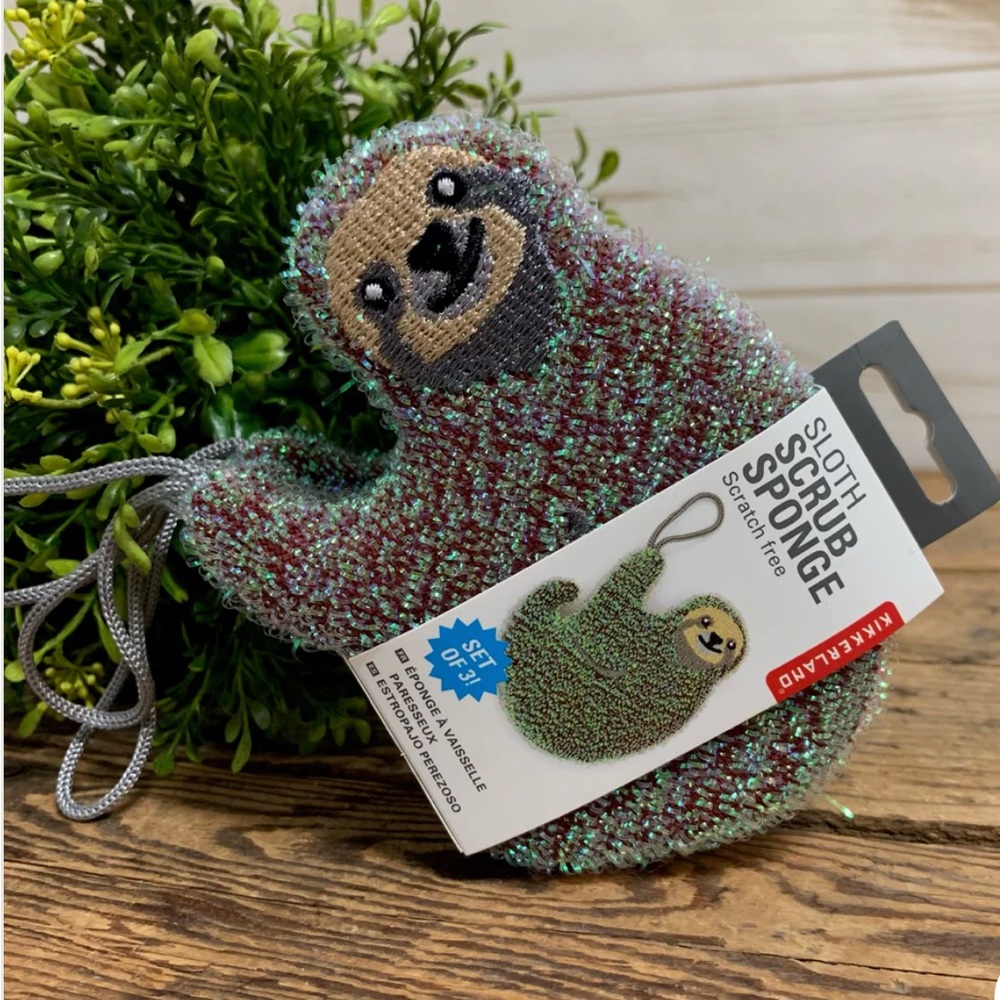 Adorable SLOTH Dishwashing Scratch Free Sponges Set of 3 Brand new in Packaging - Picture 5 of 10